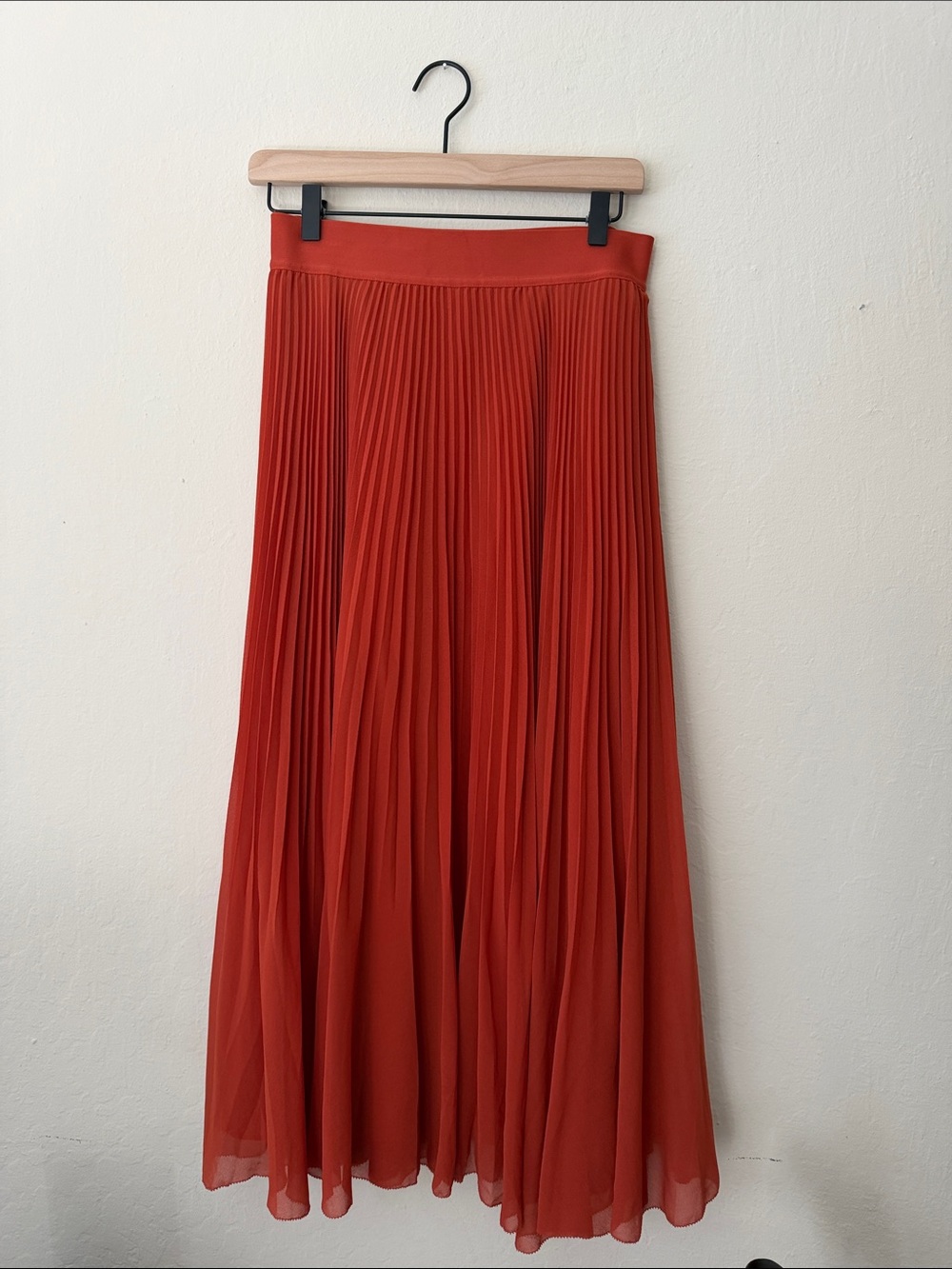 Wilfred Pleated Maxi Skirt in Rust Orange